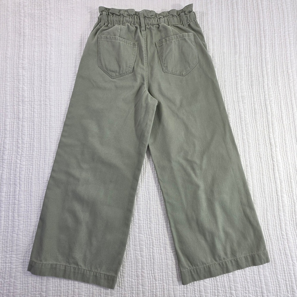 Kensie Jeans Vintage Luxe Olive Green Paperbag Wide Leg Pants Womens 4/27 Cotton